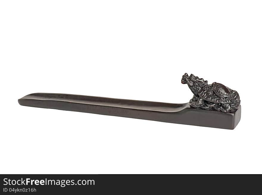 Incense holder made ​​of bone, isolated on a white background