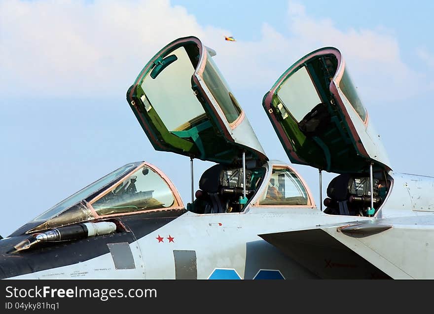 Cockpit of the military jet