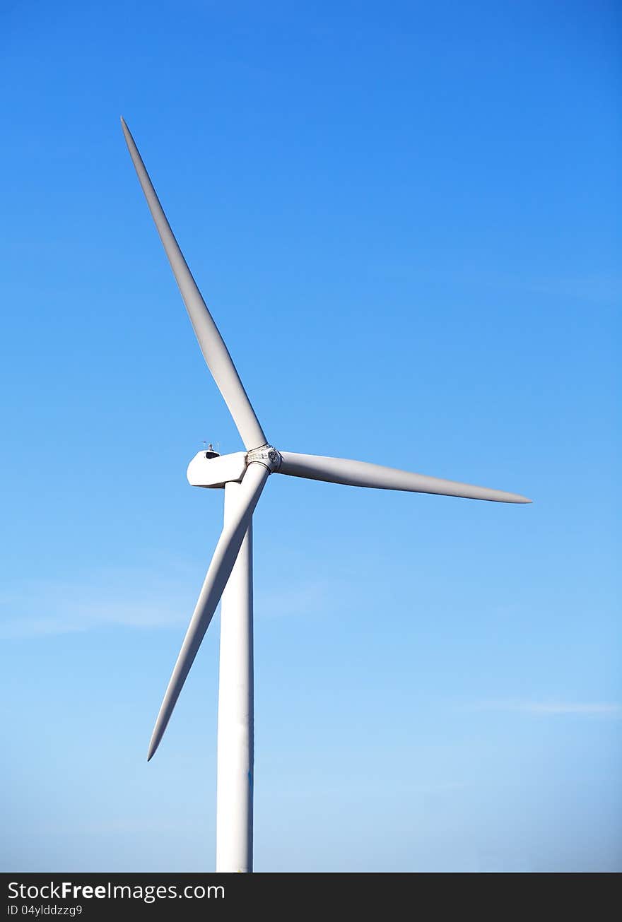 Wind turbine and blue sky