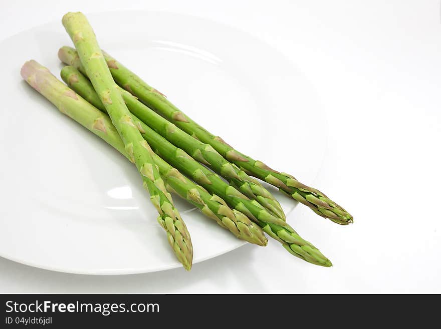 Asparagus on the white background