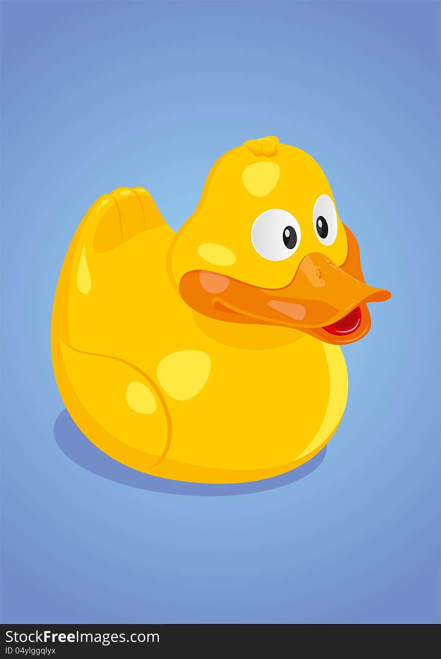 Yellow bath duck on a blue background. Yellow bath duck on a blue background