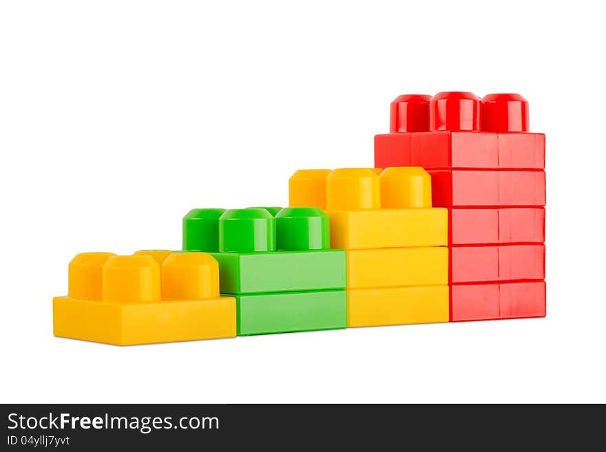 Colorful toy cubes on white