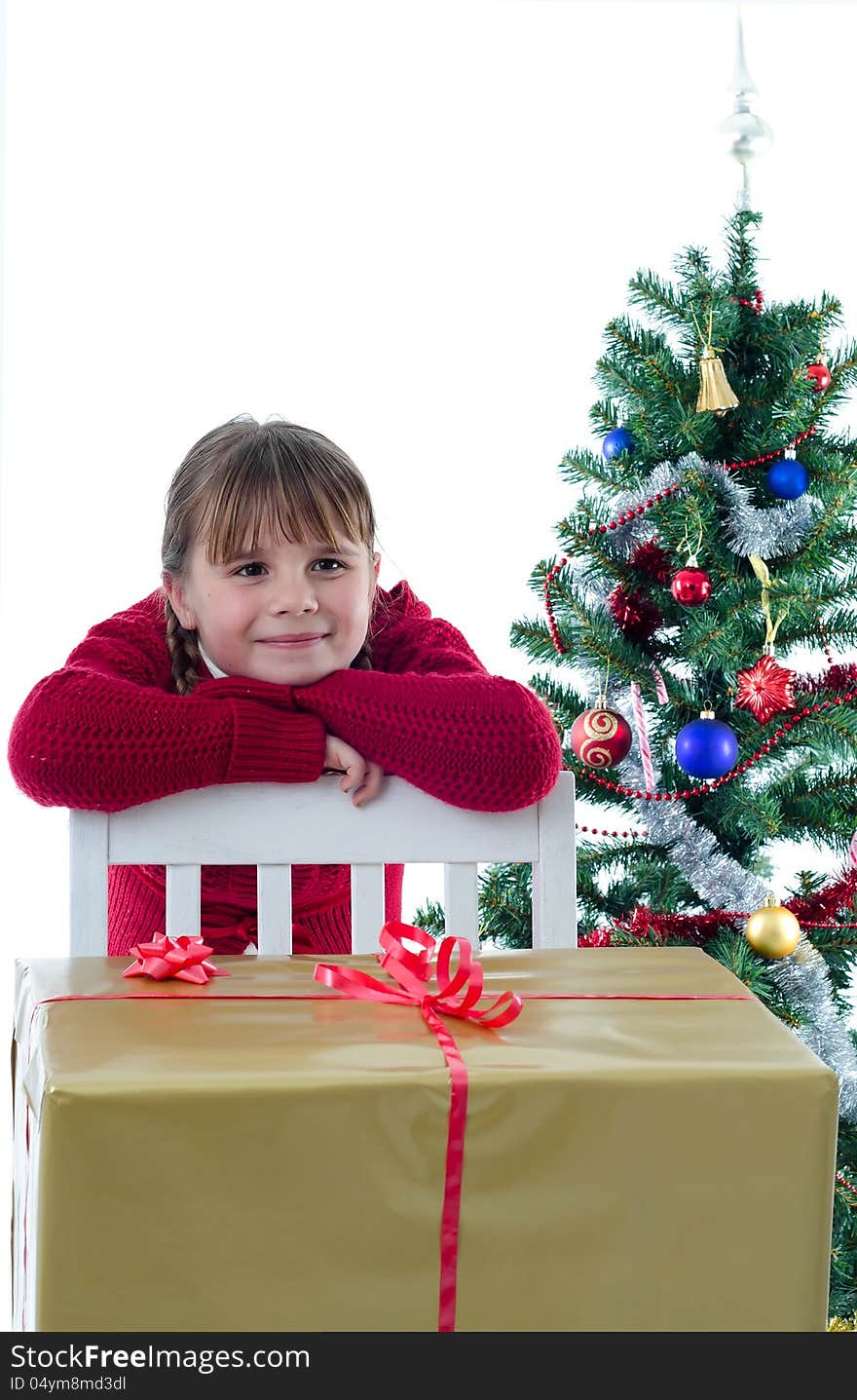 Girl dreaming about wonderful present. Girl dreaming about wonderful present