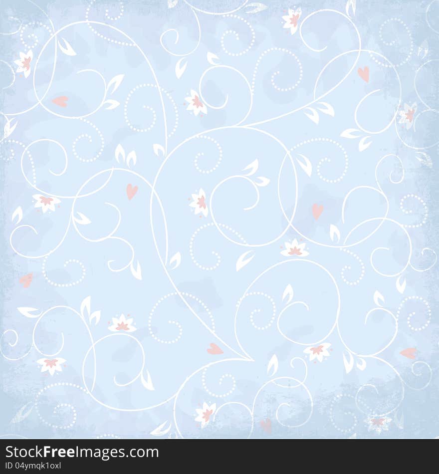 Background with flowers and hearts