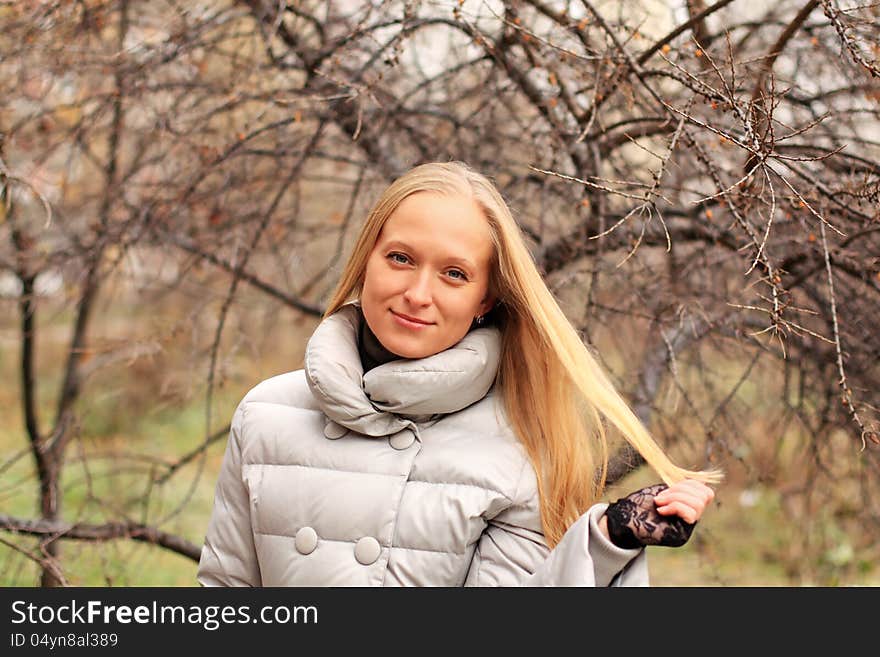 Spring portrait of the beautiful blonde woman