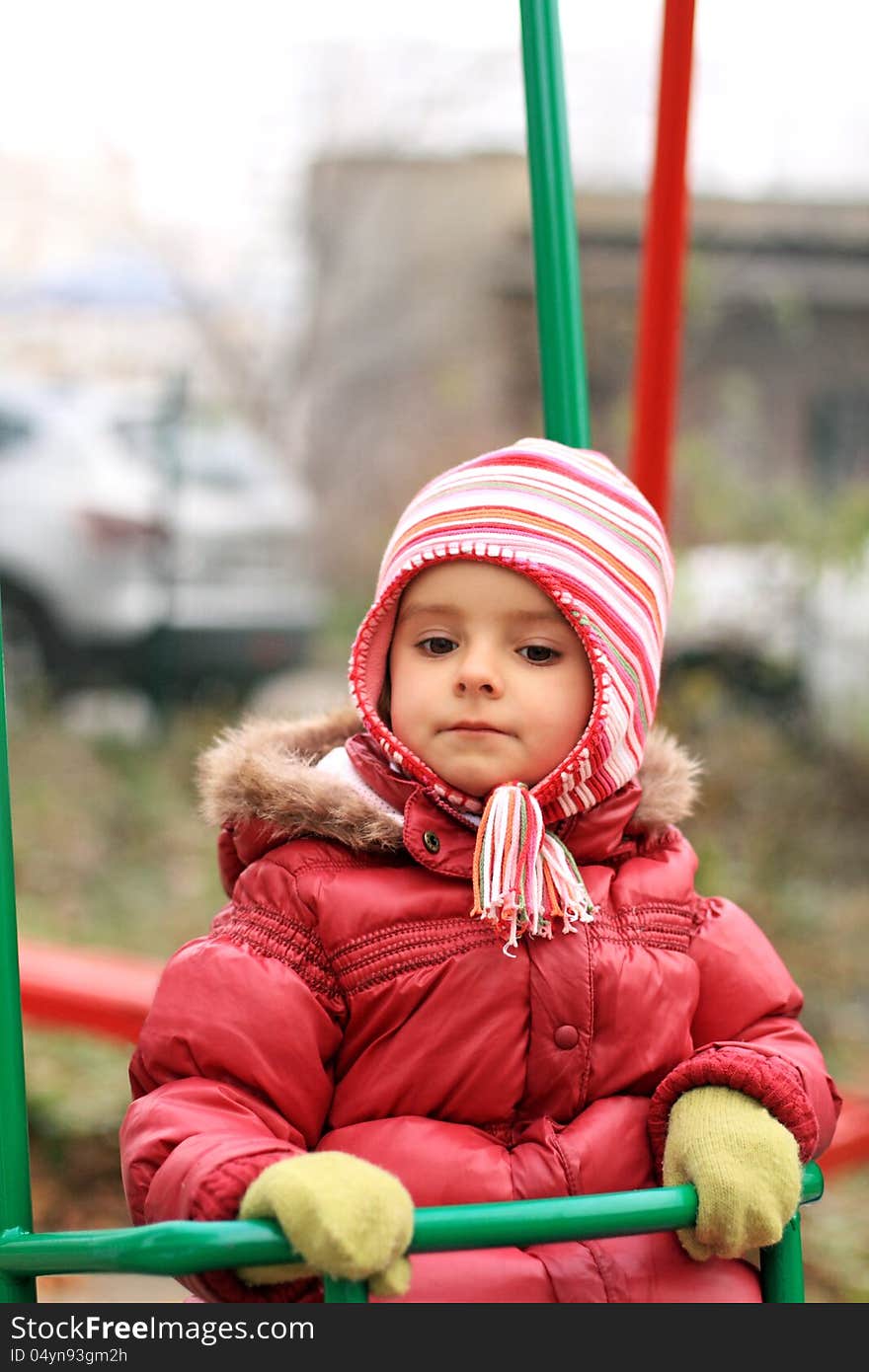 Portrait of the little lovely serious girl. Portrait of the little lovely serious girl