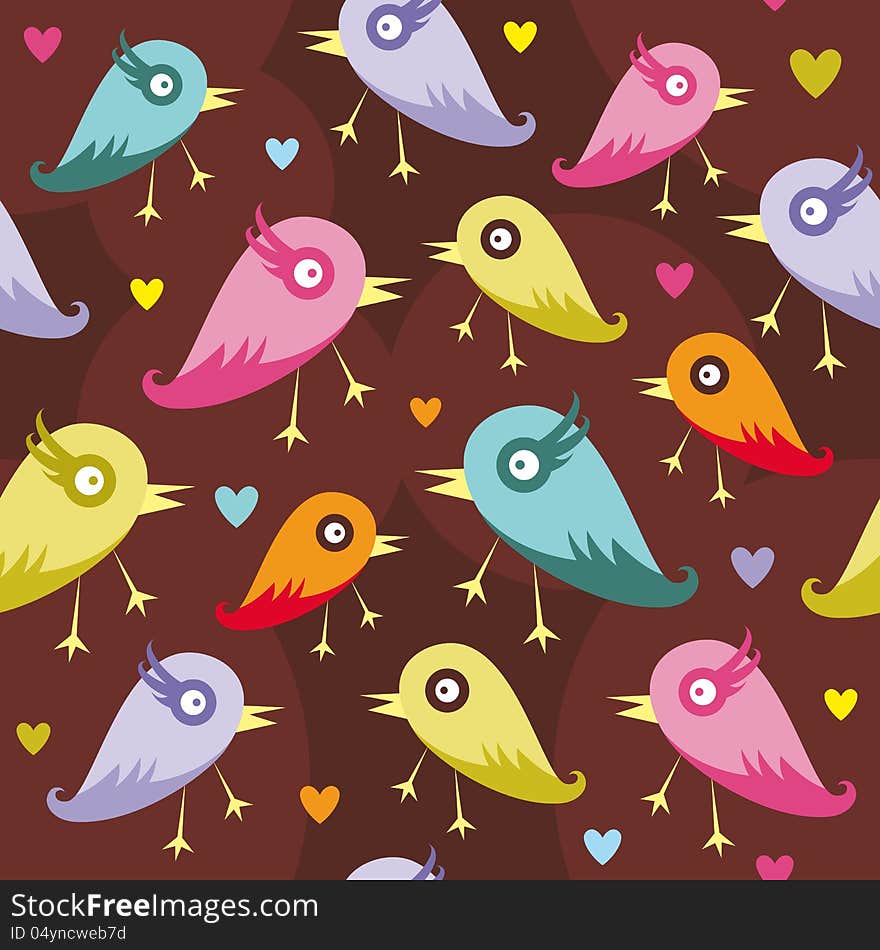 Vector seamless background with birds. Vector seamless background with birds