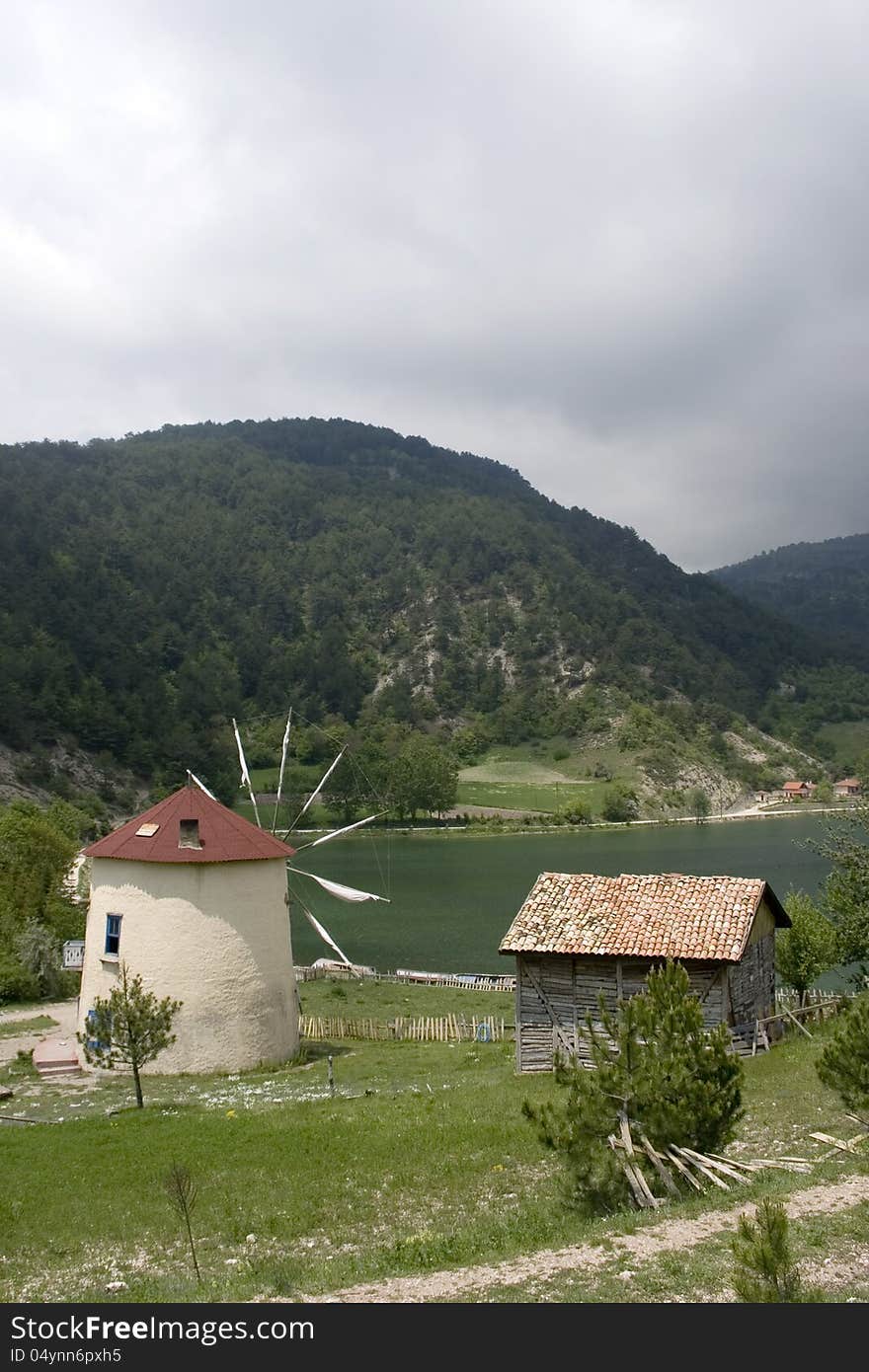 Windmill in Cubuk Lake/Goynuk/Bolu. Windmill in Cubuk Lake/Goynuk/Bolu