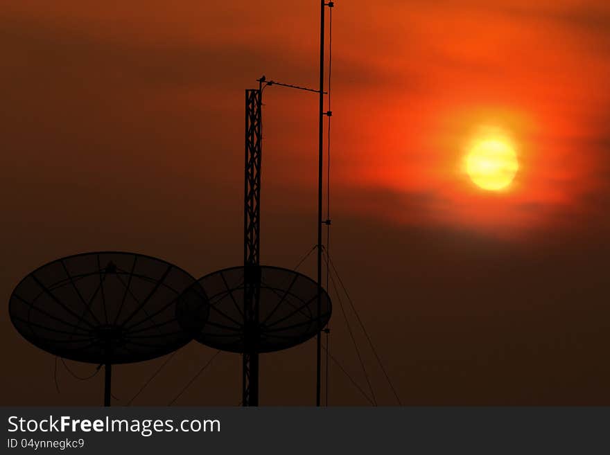 Satellite dish sky sunset