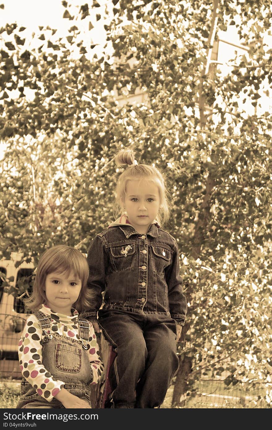 Portrait of two lovely little girls. Portrait of two lovely little girls