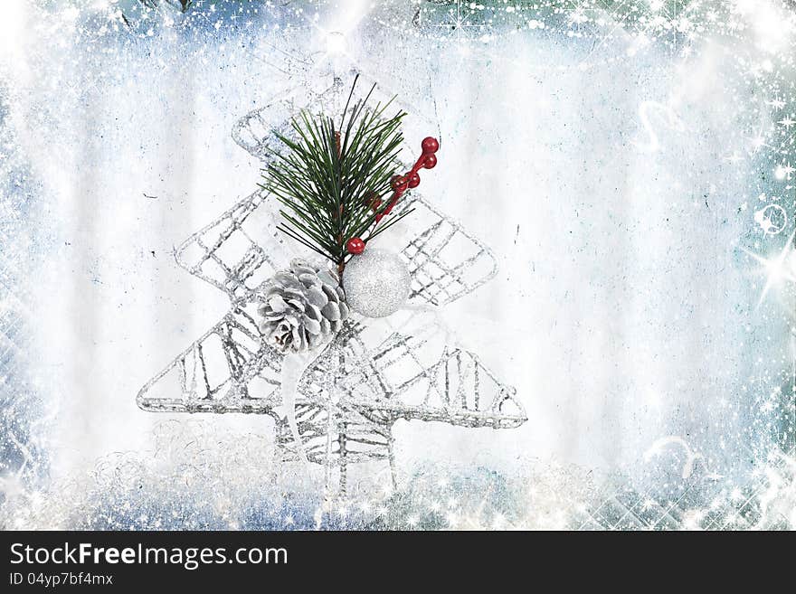 Beautiful grunge background with Christmas decorations. Beautiful grunge background with Christmas decorations