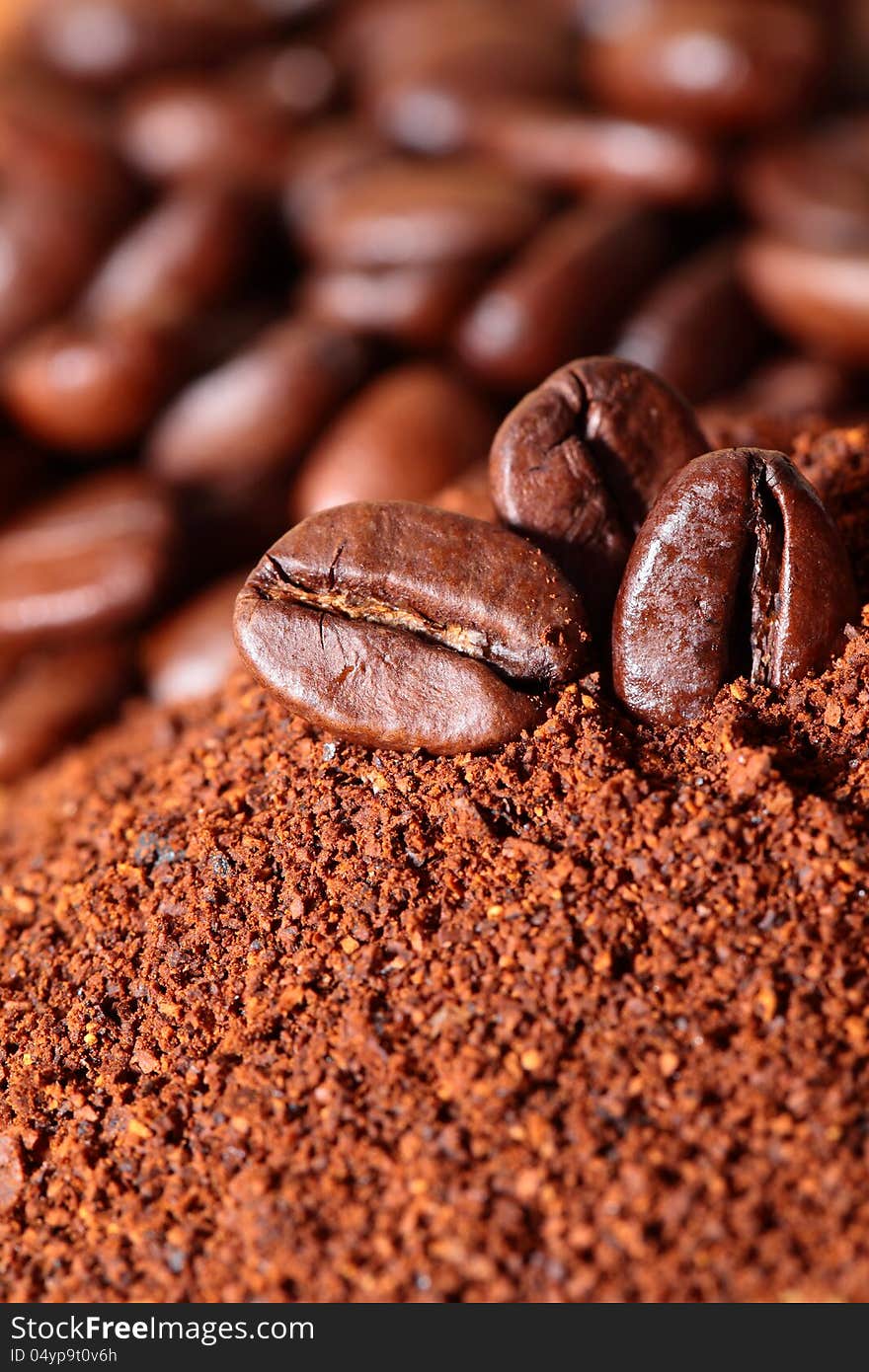 Closeup of coffee beans background