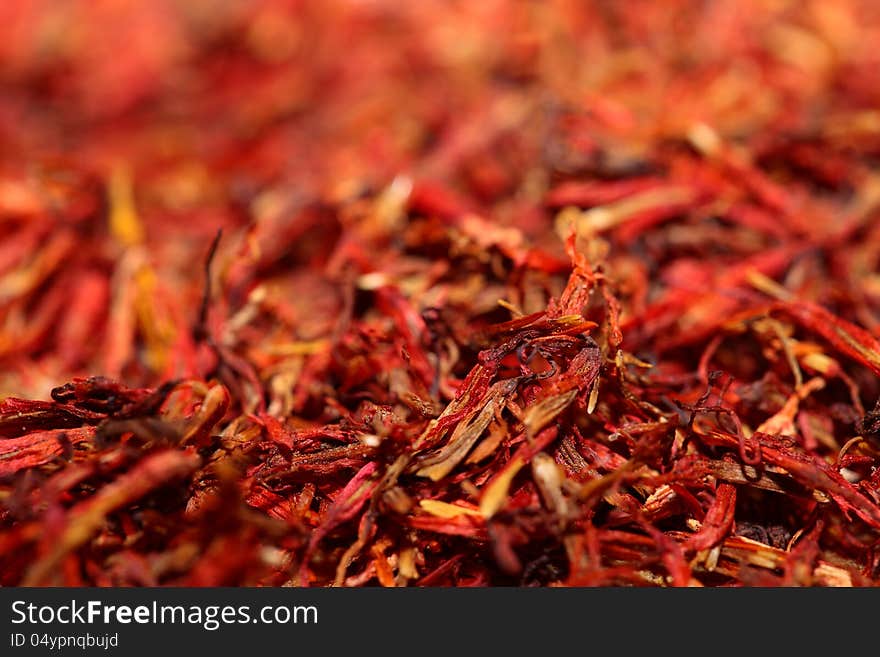 Dried saffron as food background. Dried saffron as food background