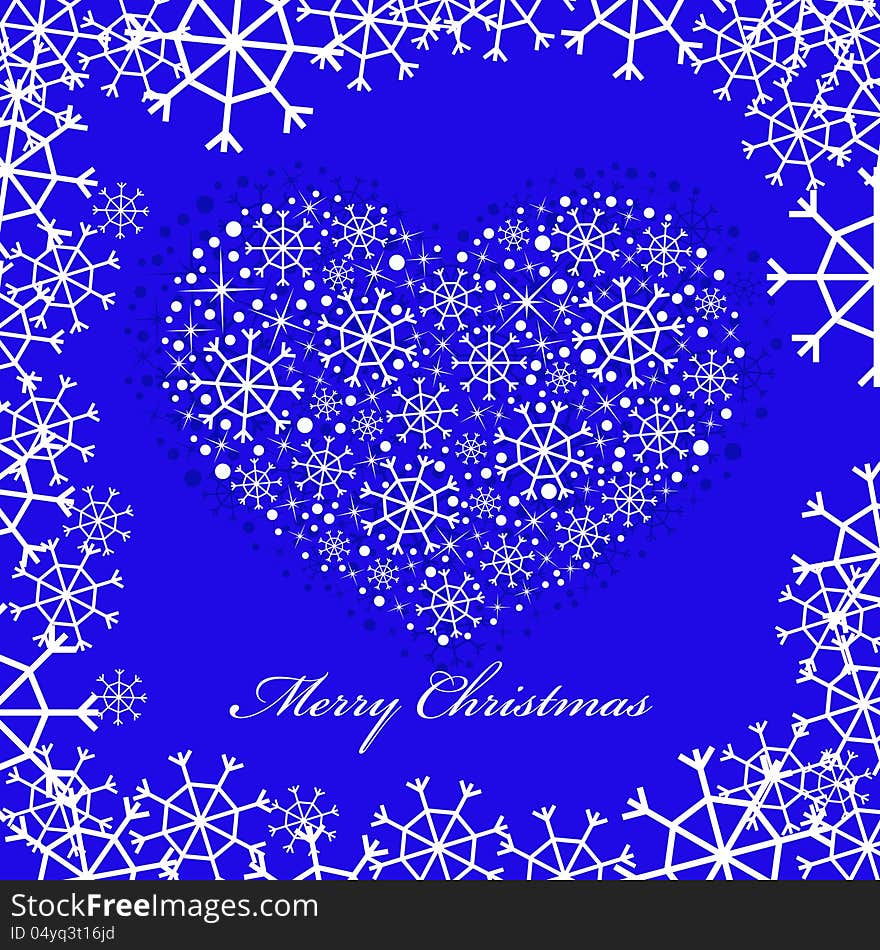 Vector blue christmas background with heart