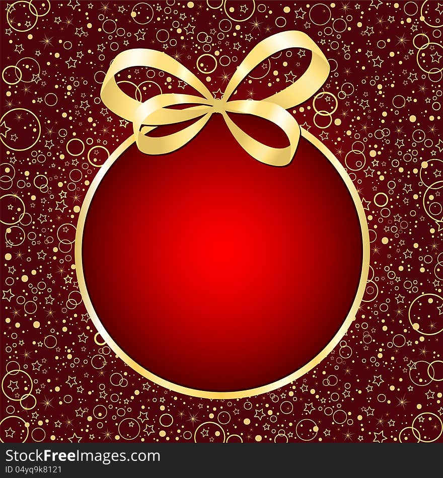 Christmas card with a red ball. Christmas card with a red ball