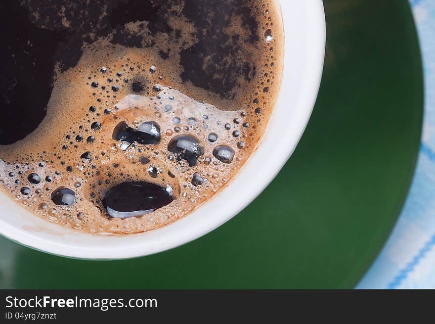 Coffee cup top view