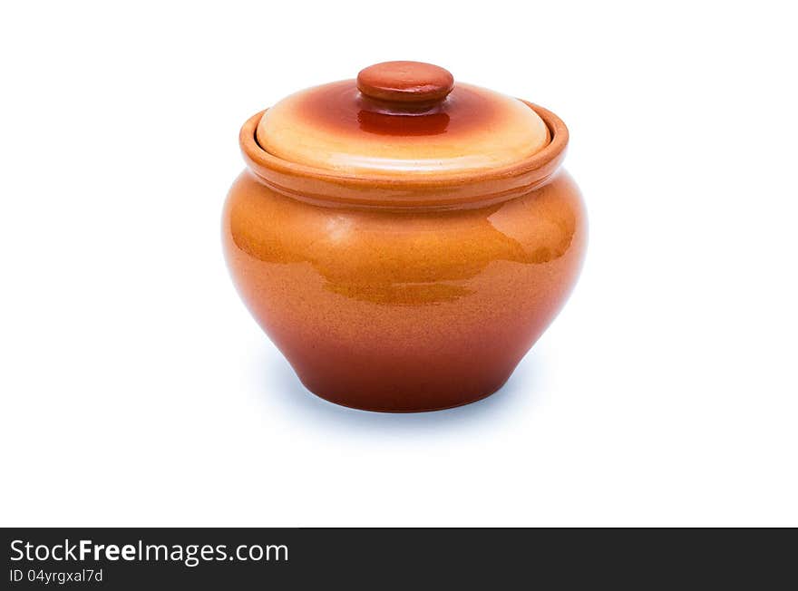 Ceramic pot  on white background