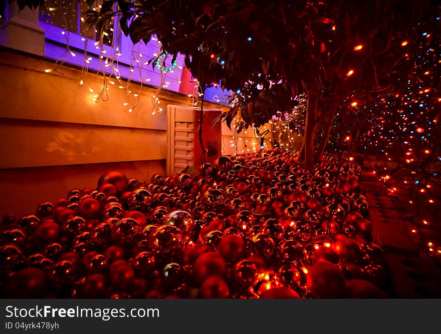 Christmas decorations by night