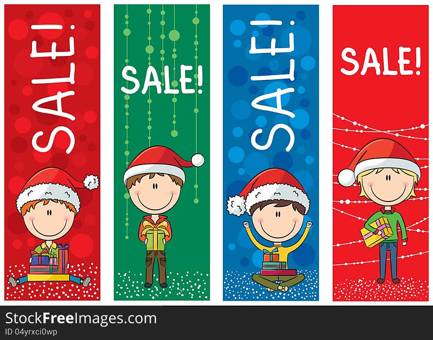 Collection of cute Christmas sale banners