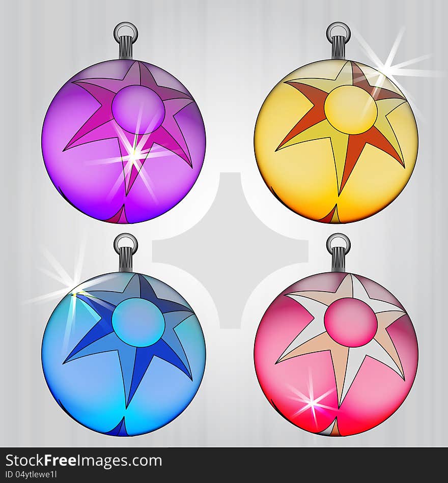 Four Colorful Ball Pack With Star Motive