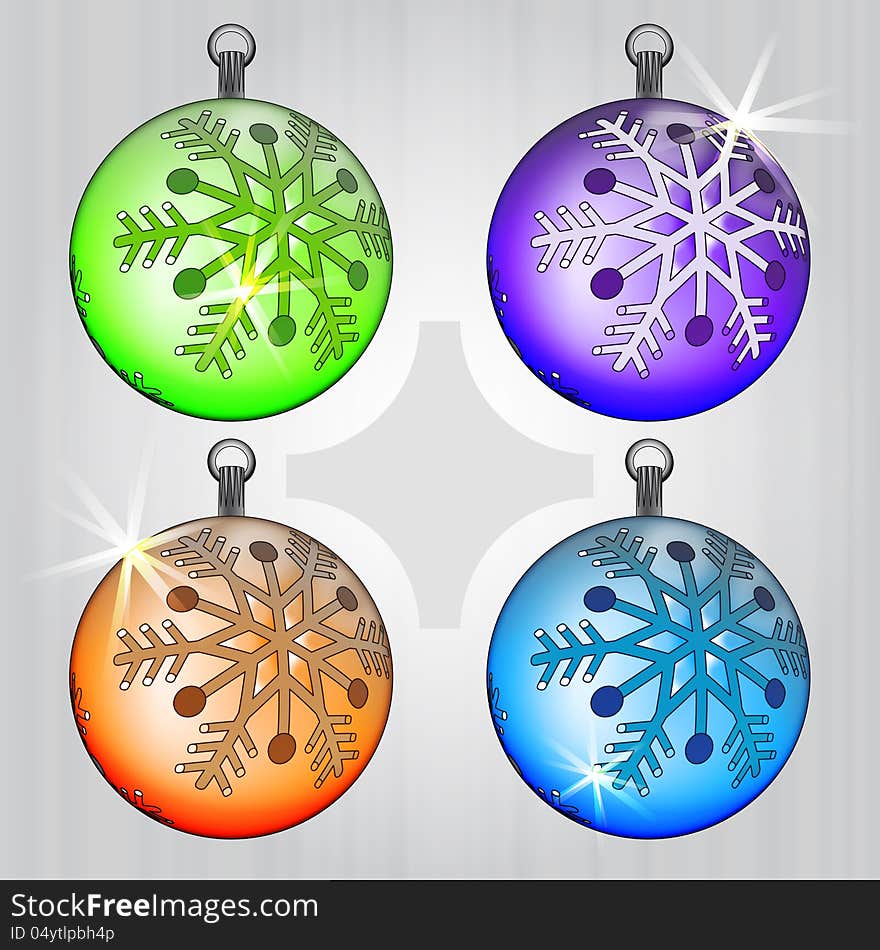 Four colorful ball series with snow motive