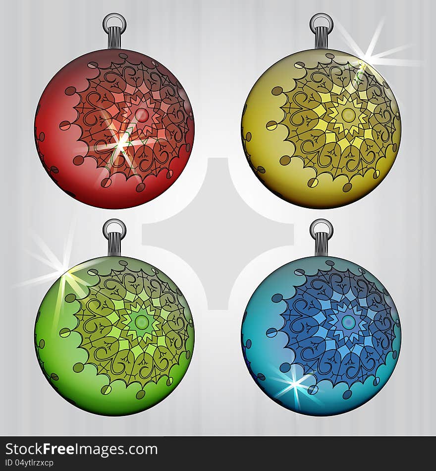 Colorful ball decoration with retro motive