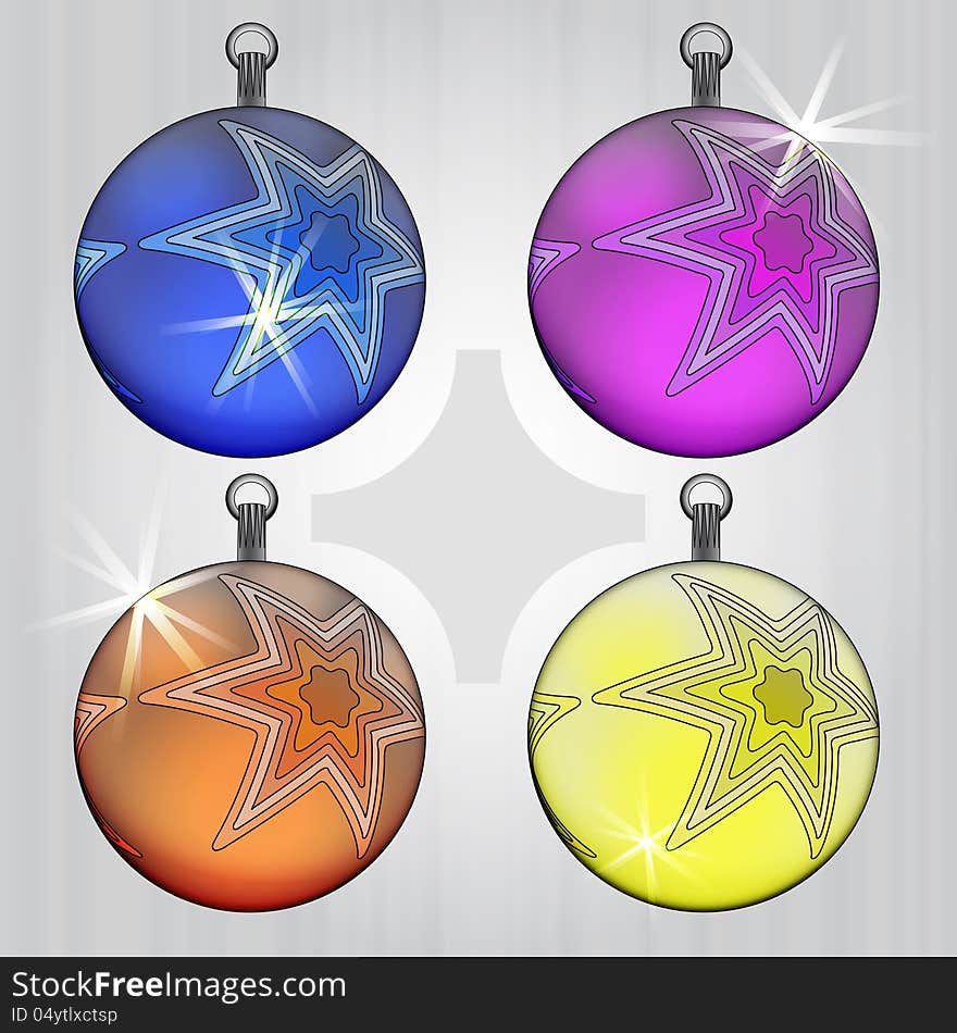 Four ball decoration with star motive