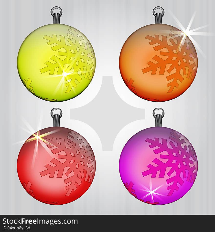 Four Colorful Ball Snow Decoration Motive