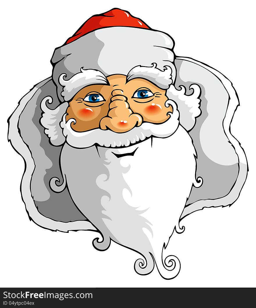 Portrait of smiling Santa Claus, vector illustration