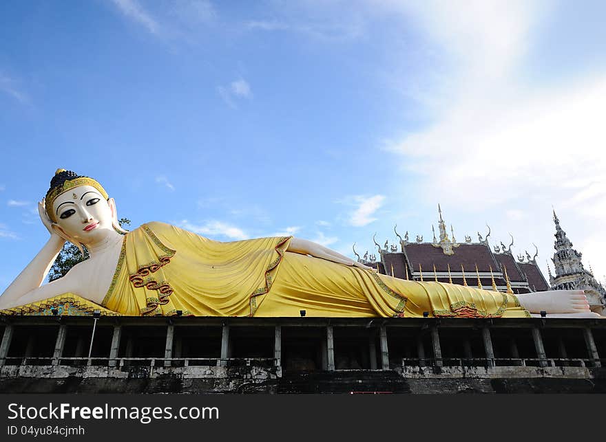 Sleeping buddha image in thailand