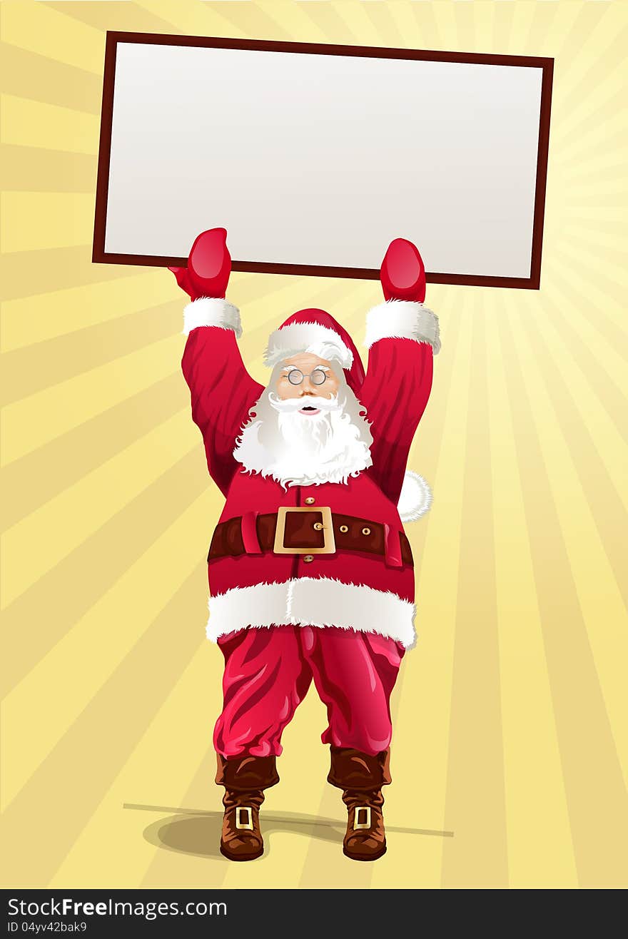 Santa Claus on yellow background from beams