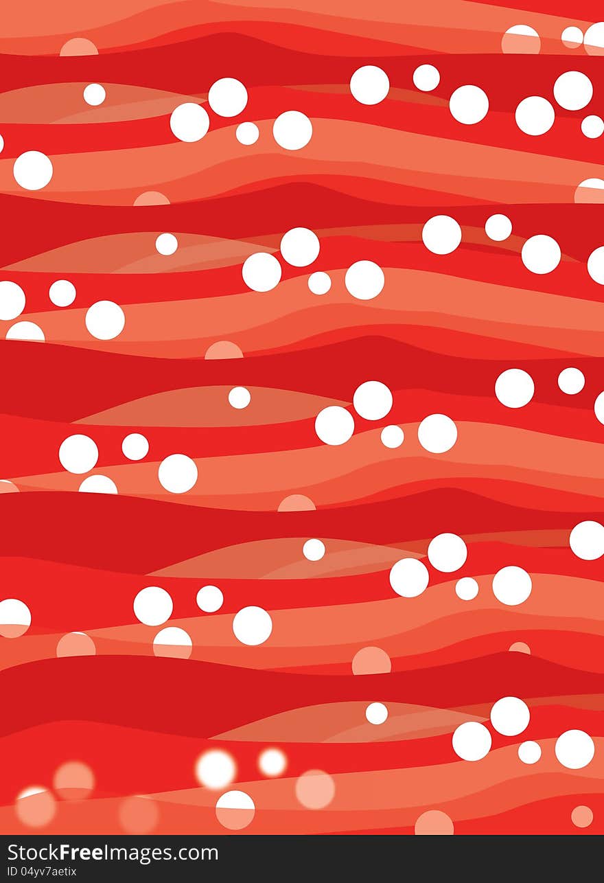 An illustration of an abstract red and white background with wave and bubbles effect. An illustration of an abstract red and white background with wave and bubbles effect