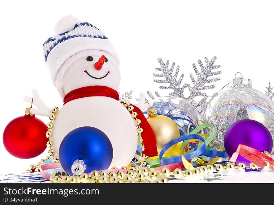 Snowman with Christmas decorations