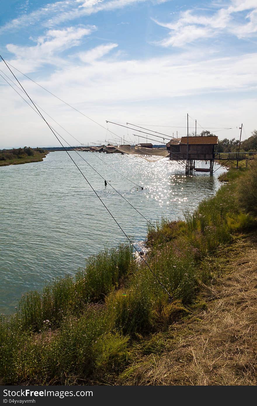 Salt flats and dock on Bevano mouth