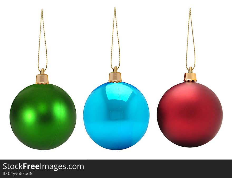 Baubles with ribbon against white background. Baubles with ribbon against white background.