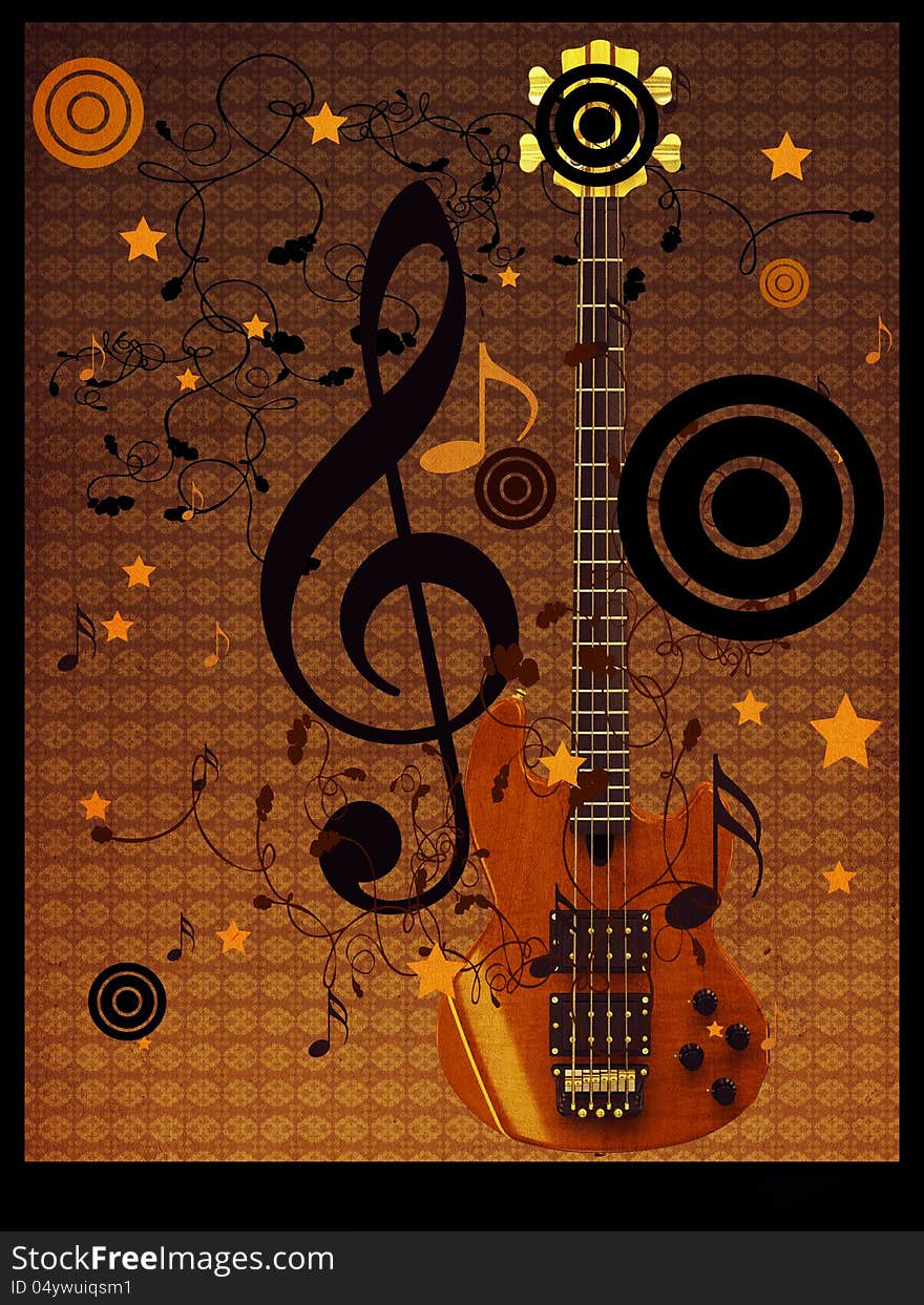 Vintage music guitar background