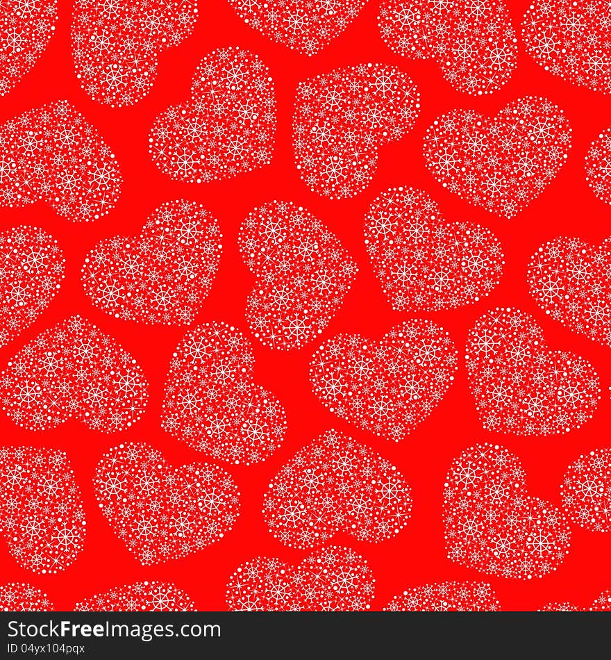 Vector red seamless pattern with hearts