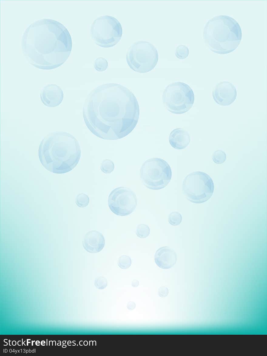 Many Abstract bubbles  blue background