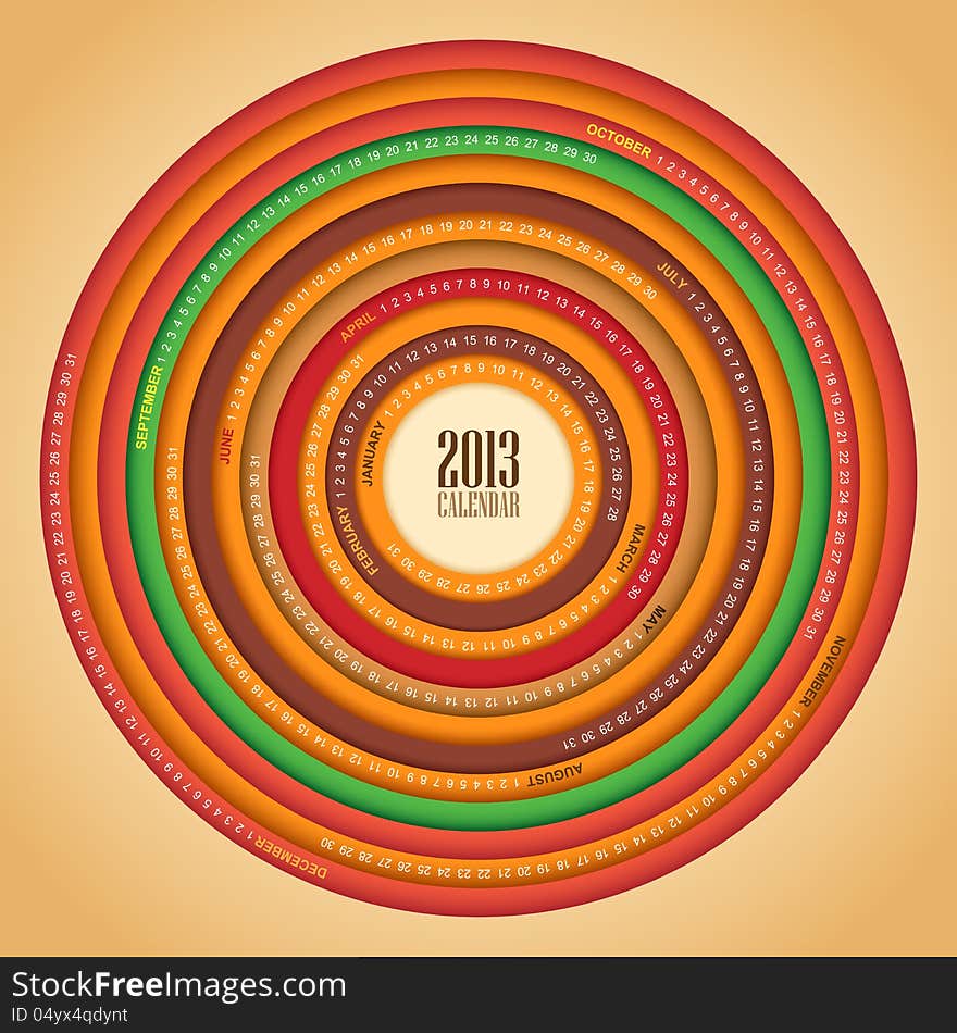 Retro swirl 2013 calendar vector illustration