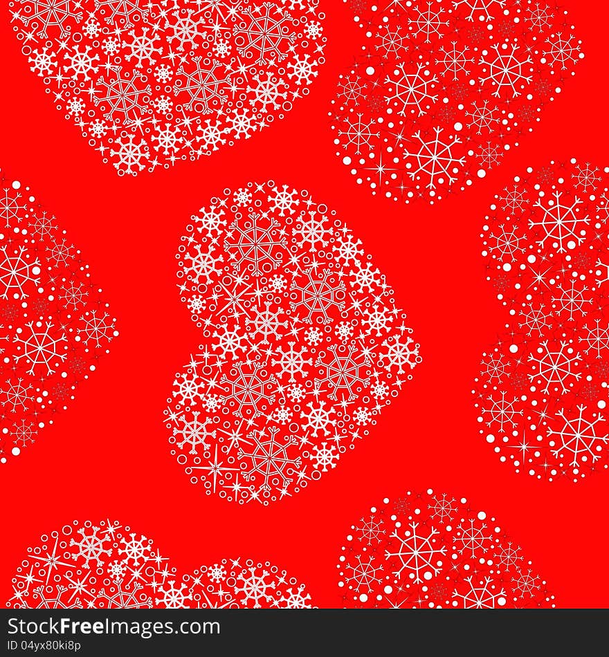 Vector red seamless pattern with hearts