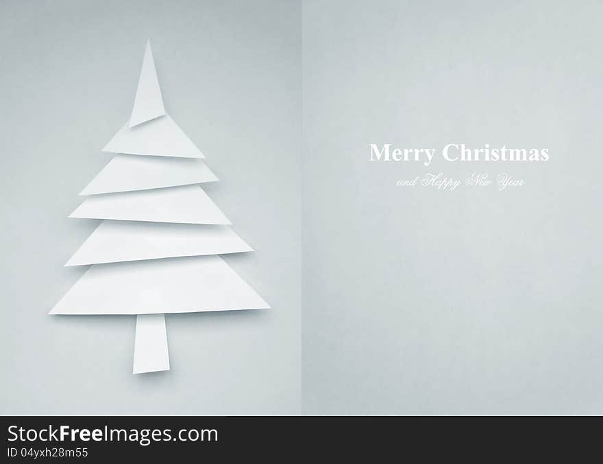 Greeting Card of christmas tree made of paper for your design