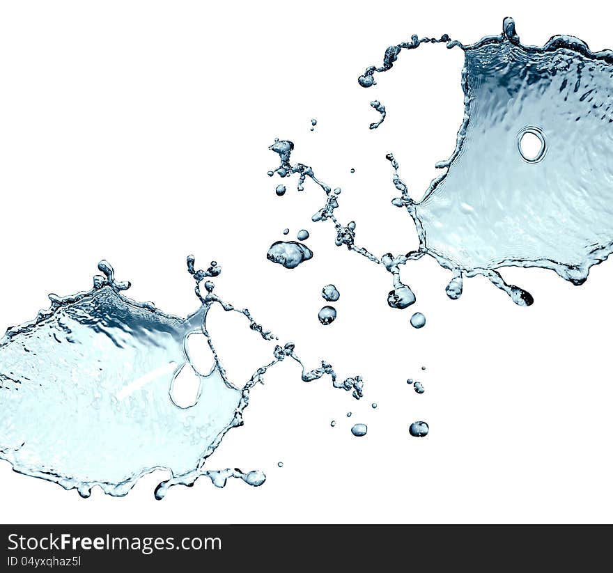 Abstract blue splashing water on white background. Abstract blue splashing water on white background