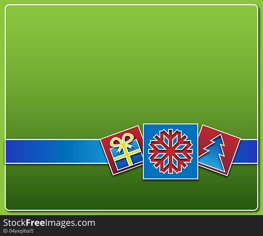 Christmas Card With Colored Pictogram Horizontally