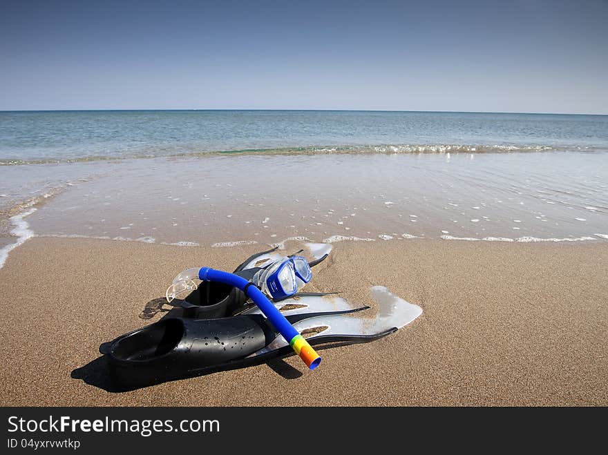 Snorkeling set on the the beach