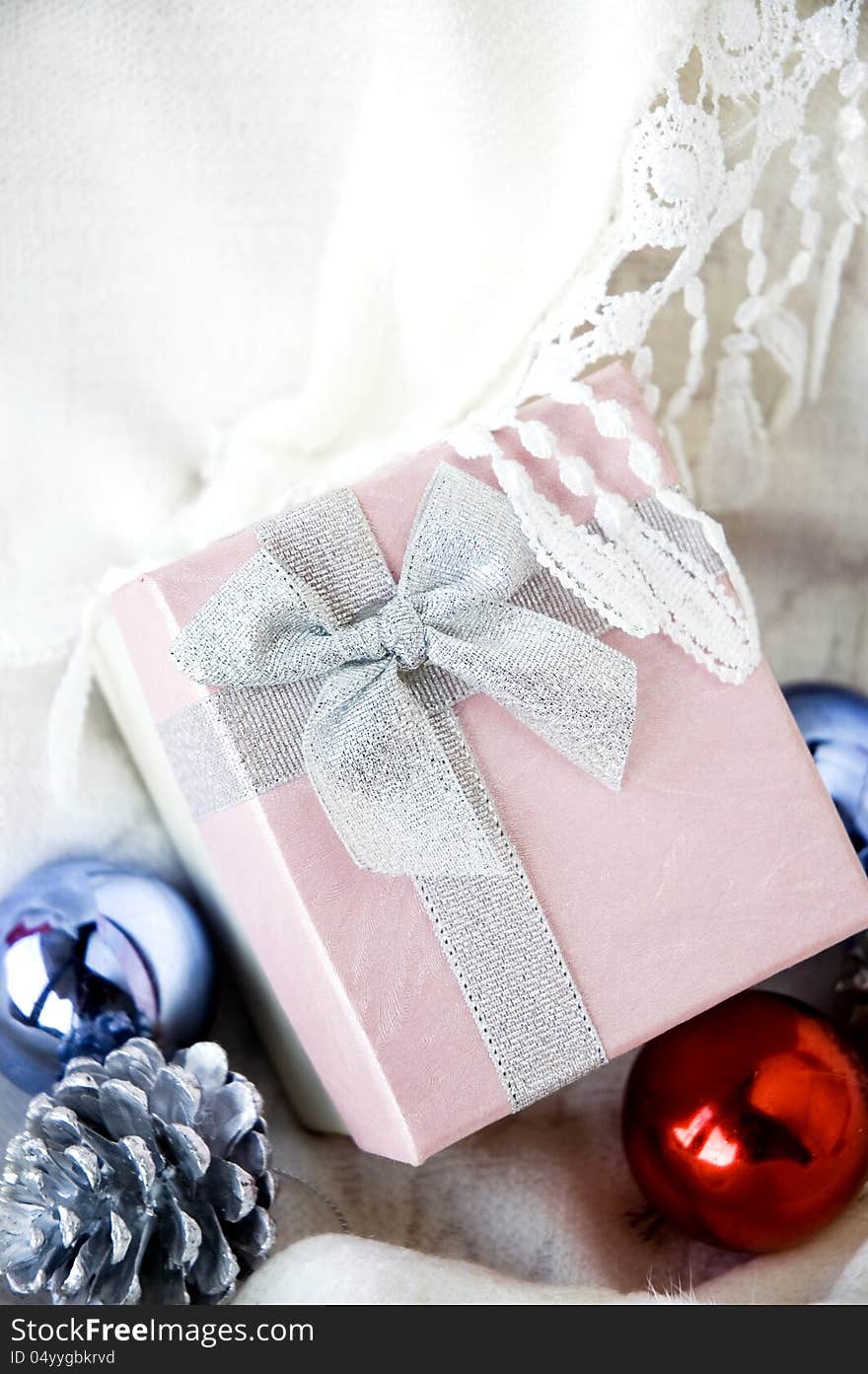 Gift box on white clothing