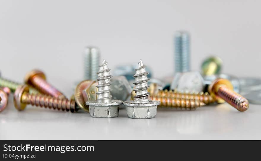 Screws are photographed close-up