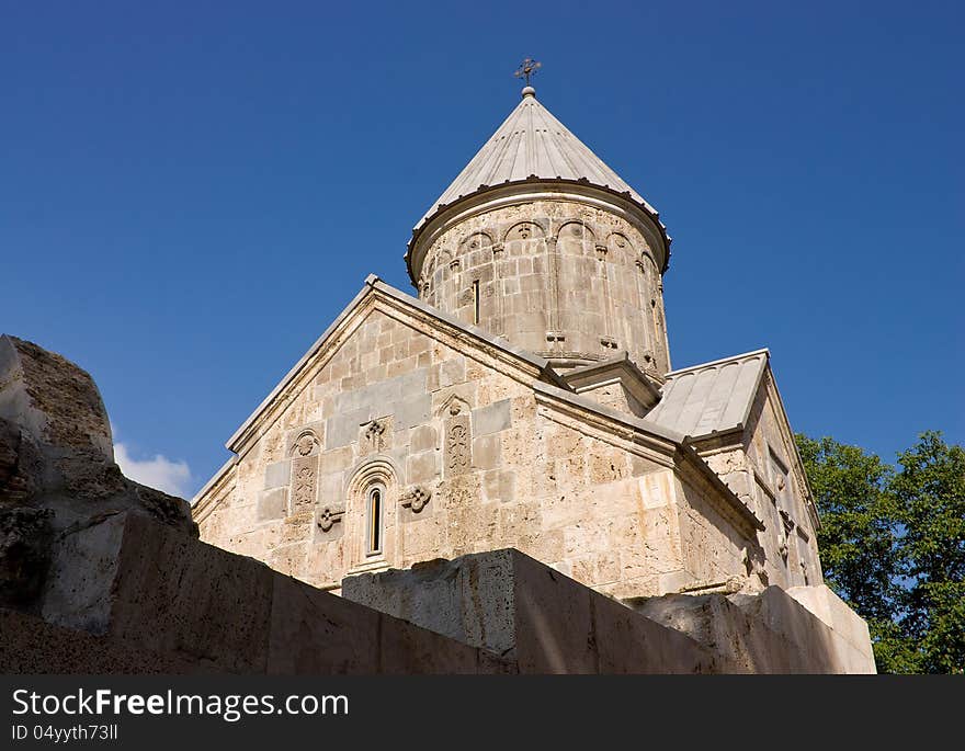 Ancient Armenian church against the blue sky,Armenia. Ancient Armenian church against the blue sky,Armenia.