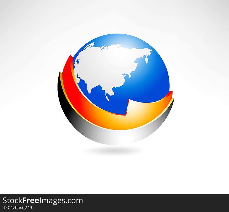 Illustration global business icons background