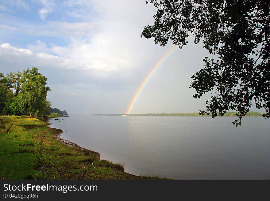 Rainbow in the morning after rain