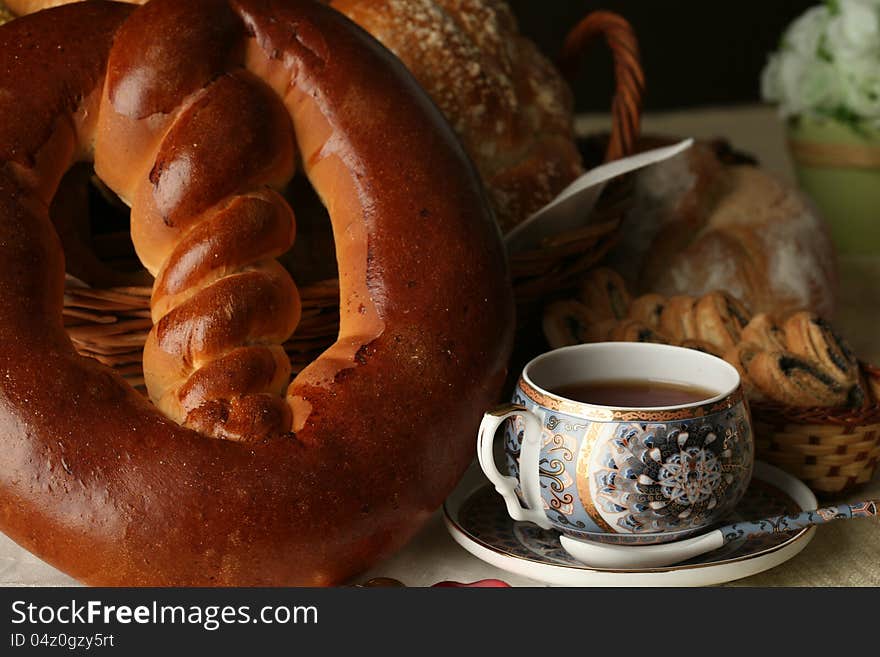 Bread photographed in studio on table